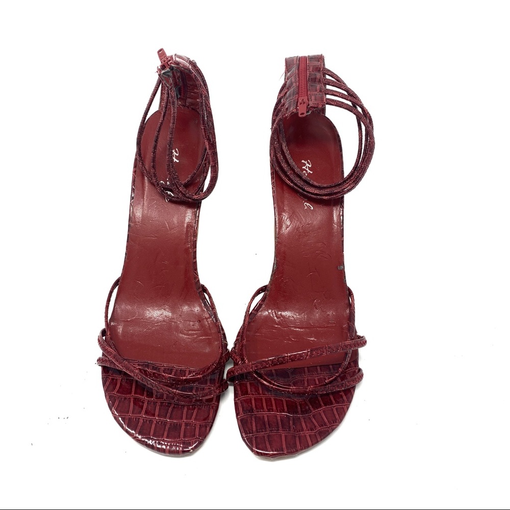 Women’s Red Ankle Strap Open Toe High Heel  Shoes